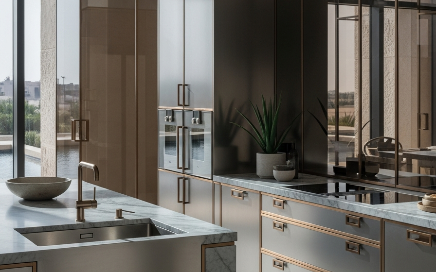 Fadior Dubai Open Set — 304 stainless steel kitchen system, architectural view