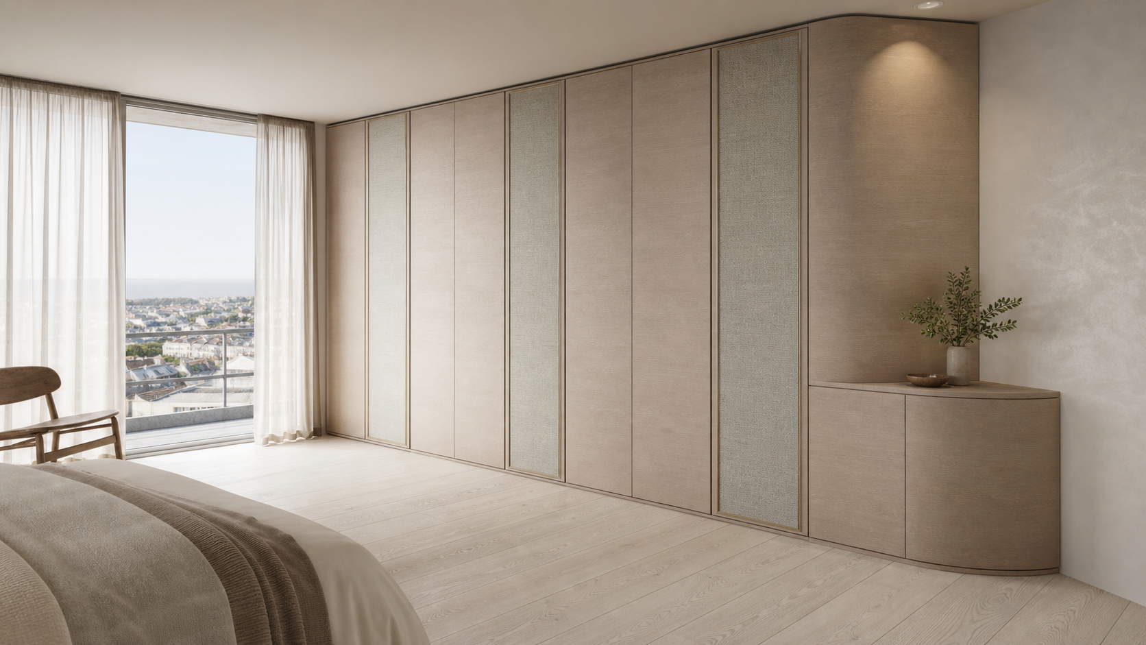 Fadior Onyx Wardrobe Suite with Wool Valet Corner — lifestyle setting with natural light and residential styling
