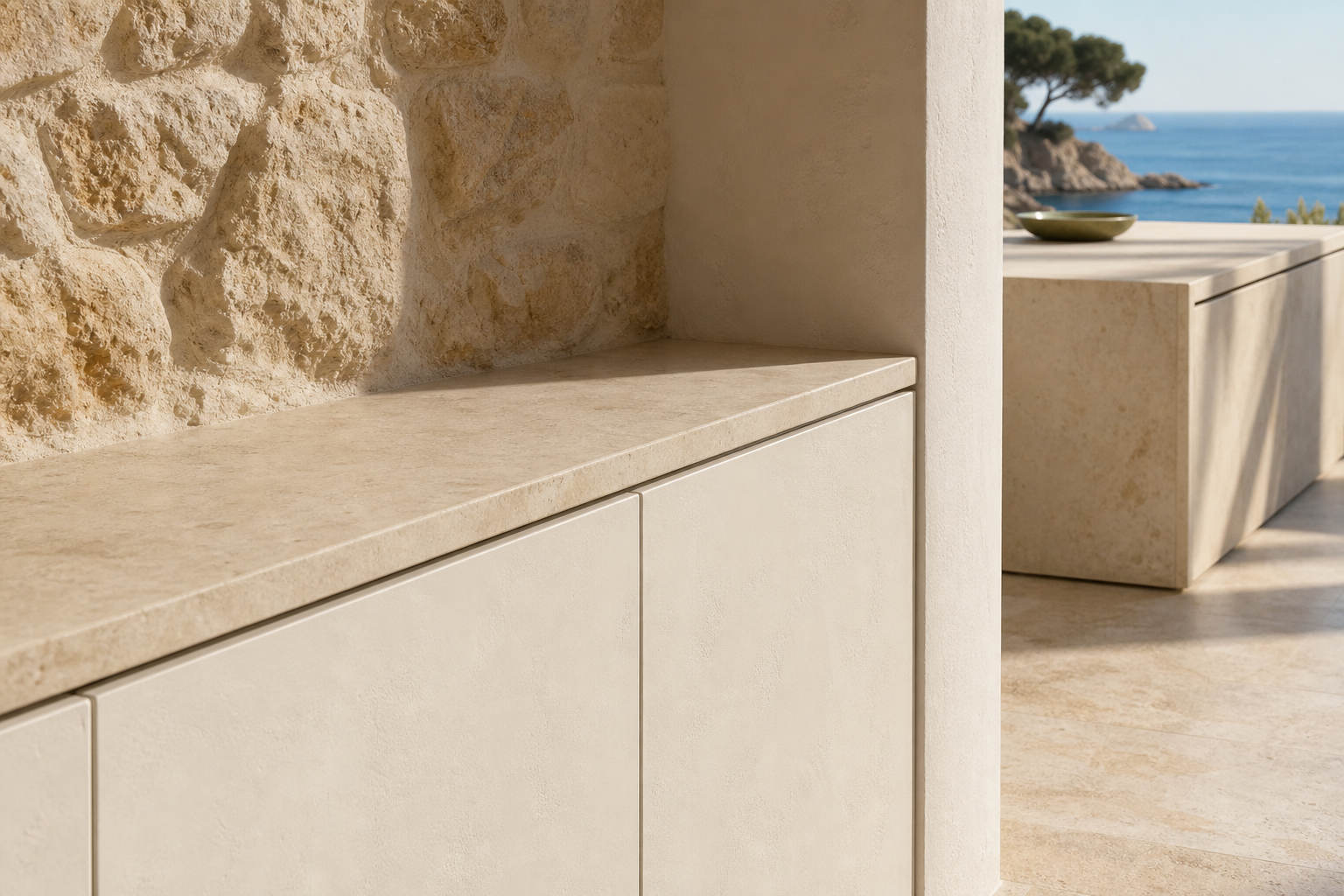 Fadior Atelier Kitchen Suite with Worktop Bridge Prep Niche — close-up of stainless steel finish and hardware detail