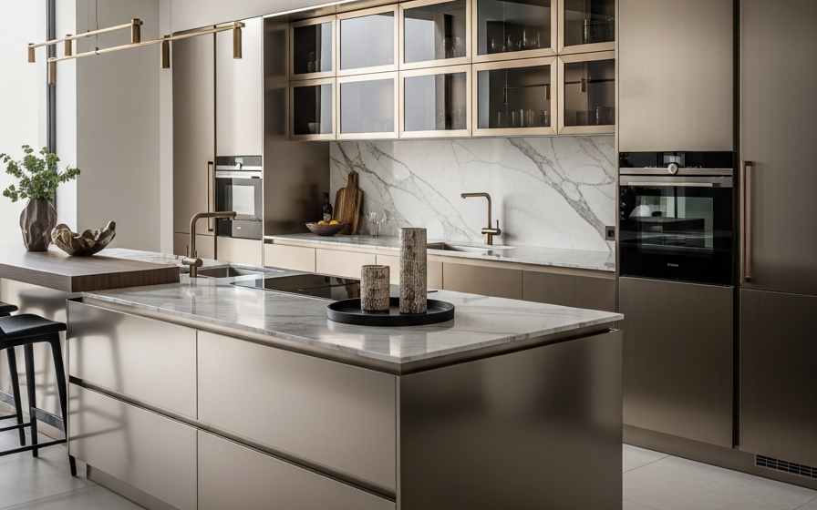 Fadior Dubai Waterfront Villa — 304 stainless steel kitchen system, architectural view