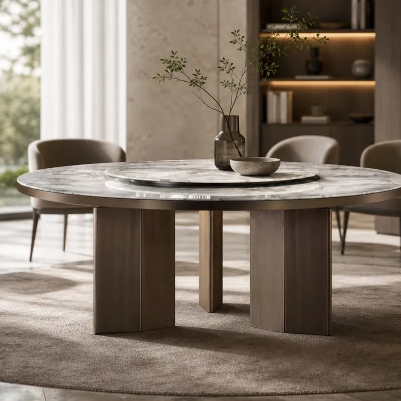 Four-Panel Turntable Marble Table Ø1500×760 mm