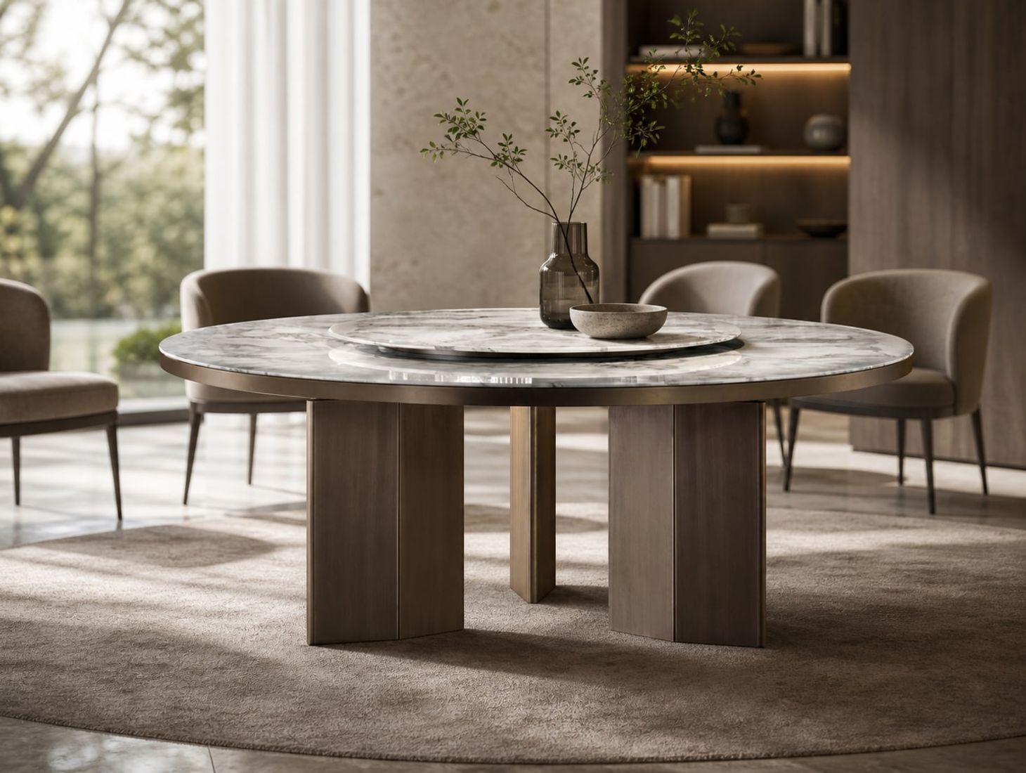 Marble Dining Table (DT-003) styled in a FADIOR HOME interior setting