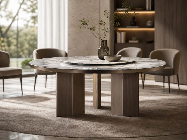 Marble Dining Table φ1500 × 760H styled in a FADIOR HOME interior setting