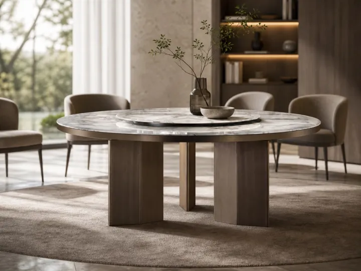 Mesa de mármol con plato giratorio de cuatro paneles Ø1500×760 mm
