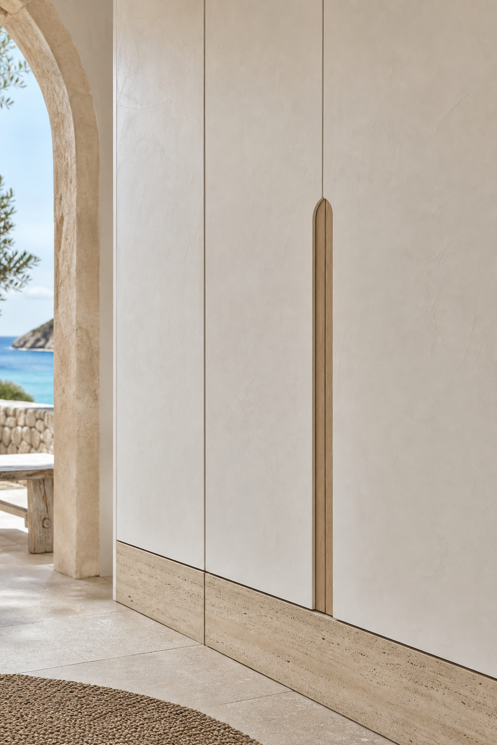 Fadior Radiance Wardrobe Suite with Olive Plinth Dressing Promenade — close-up of stainless steel finish and hardware detail