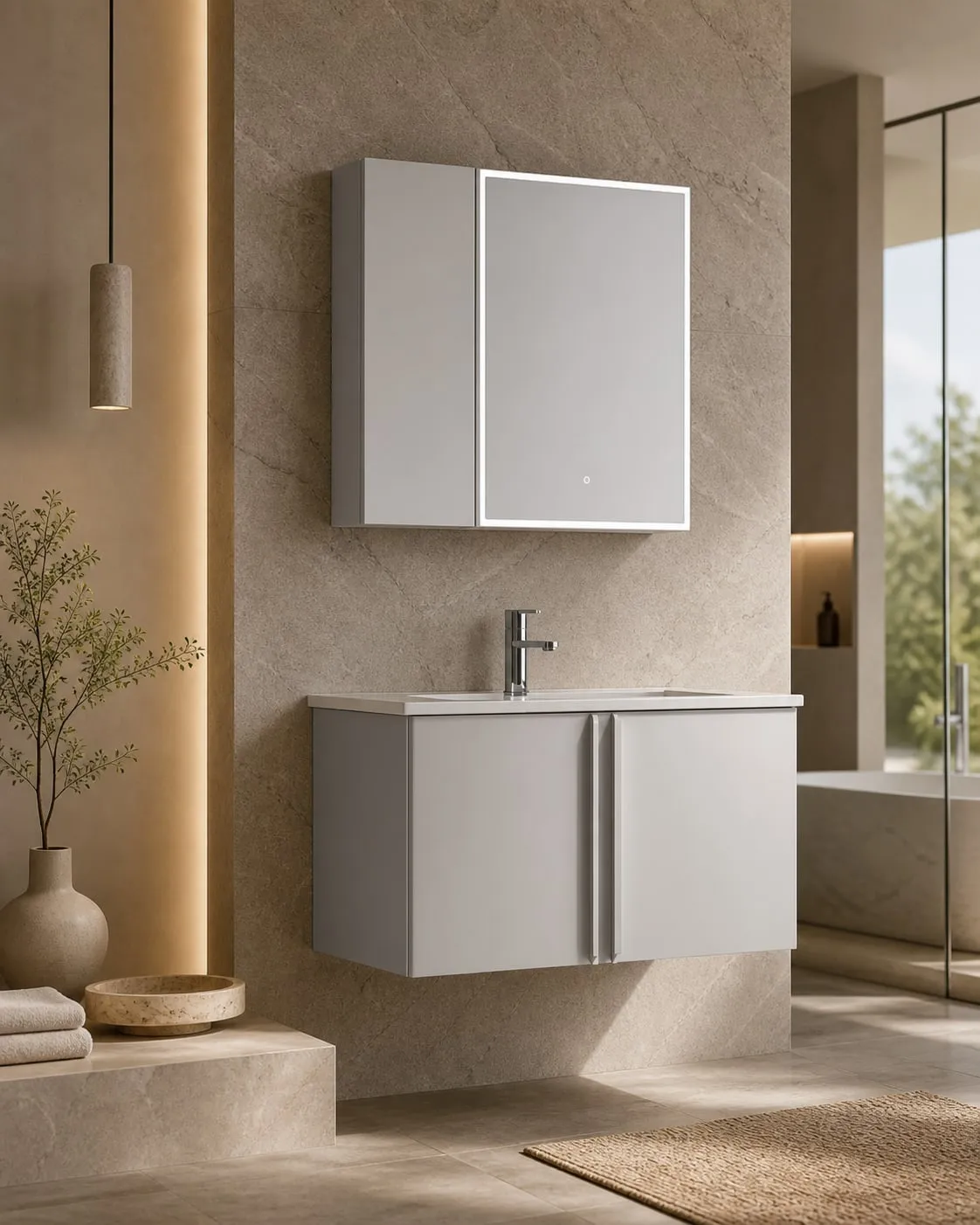Smart-Mirror Metal Door Vanity 900×491×470 mm