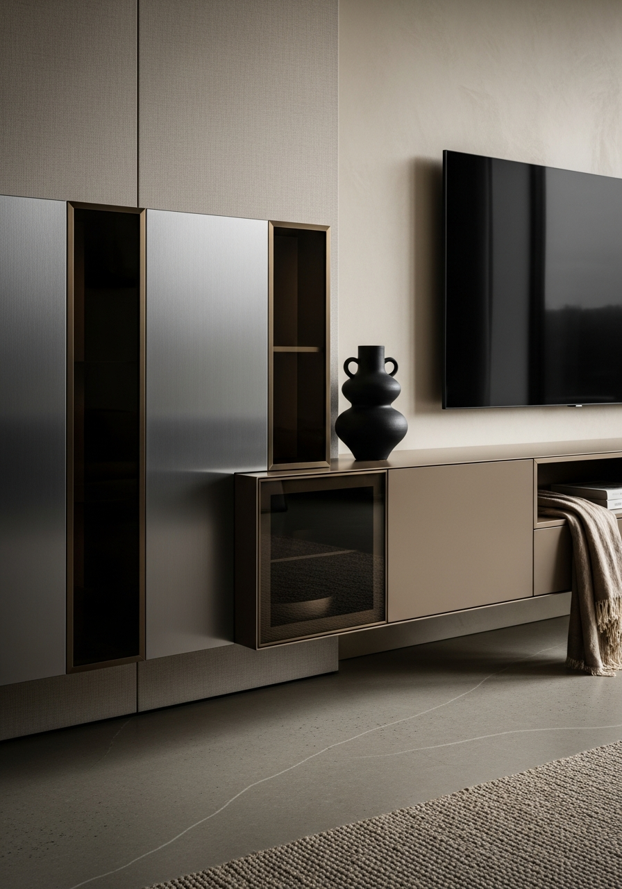 Fadior Essence Living Room — close-up of stainless steel finish and hardware detail