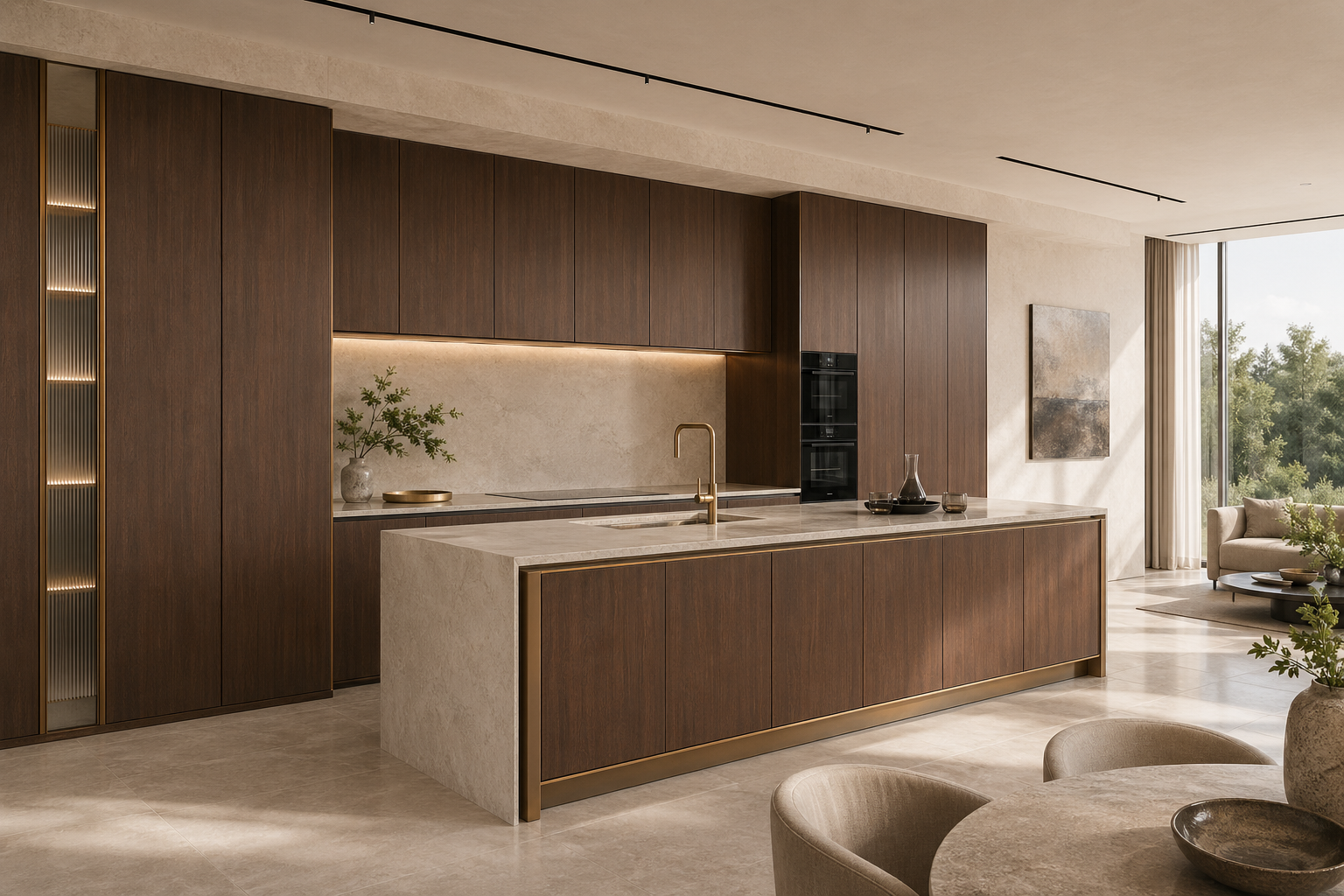 Fadior Continuum Kitchen Suite with Bronze Rift Island Gallery — lifestyle setting with natural light and residential styling