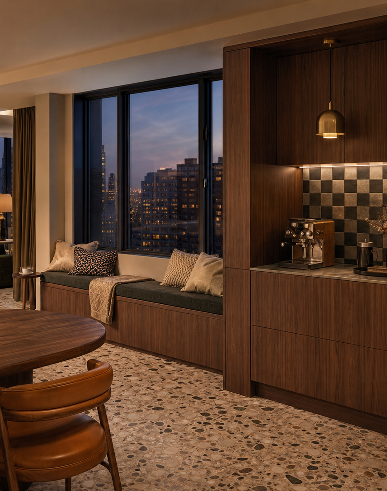 Fadior Solace Kitchen Suite with Window Seat Coffee Bar — interior room context showing cabinet integration