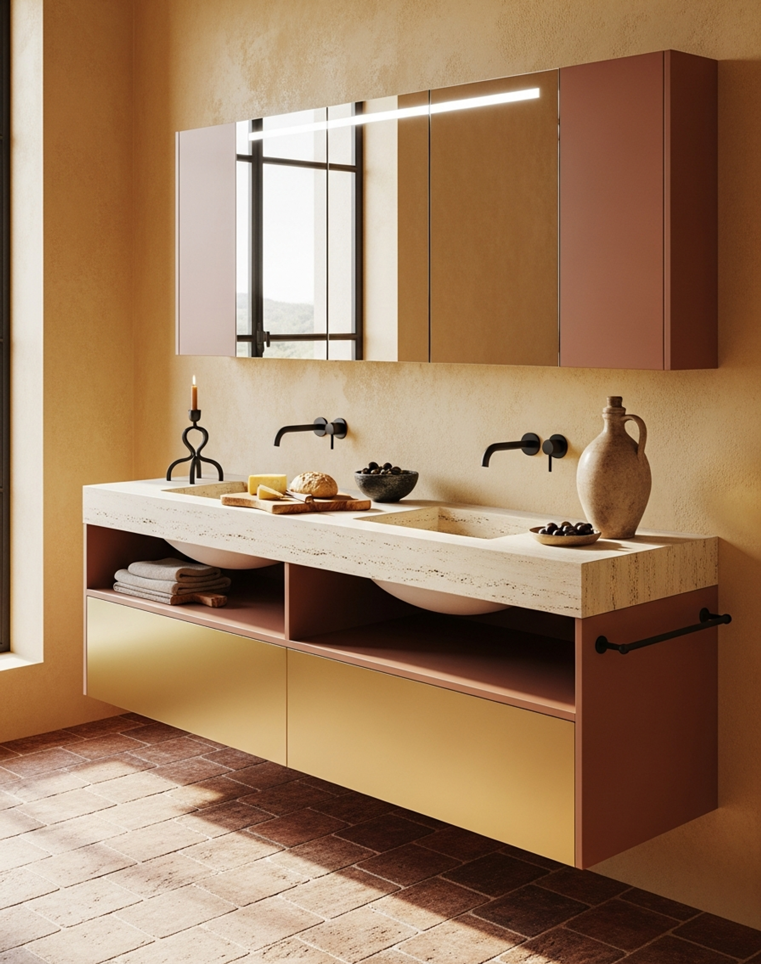 Fadior Acqua Vanity Suite — interior room context showing cabinet integration