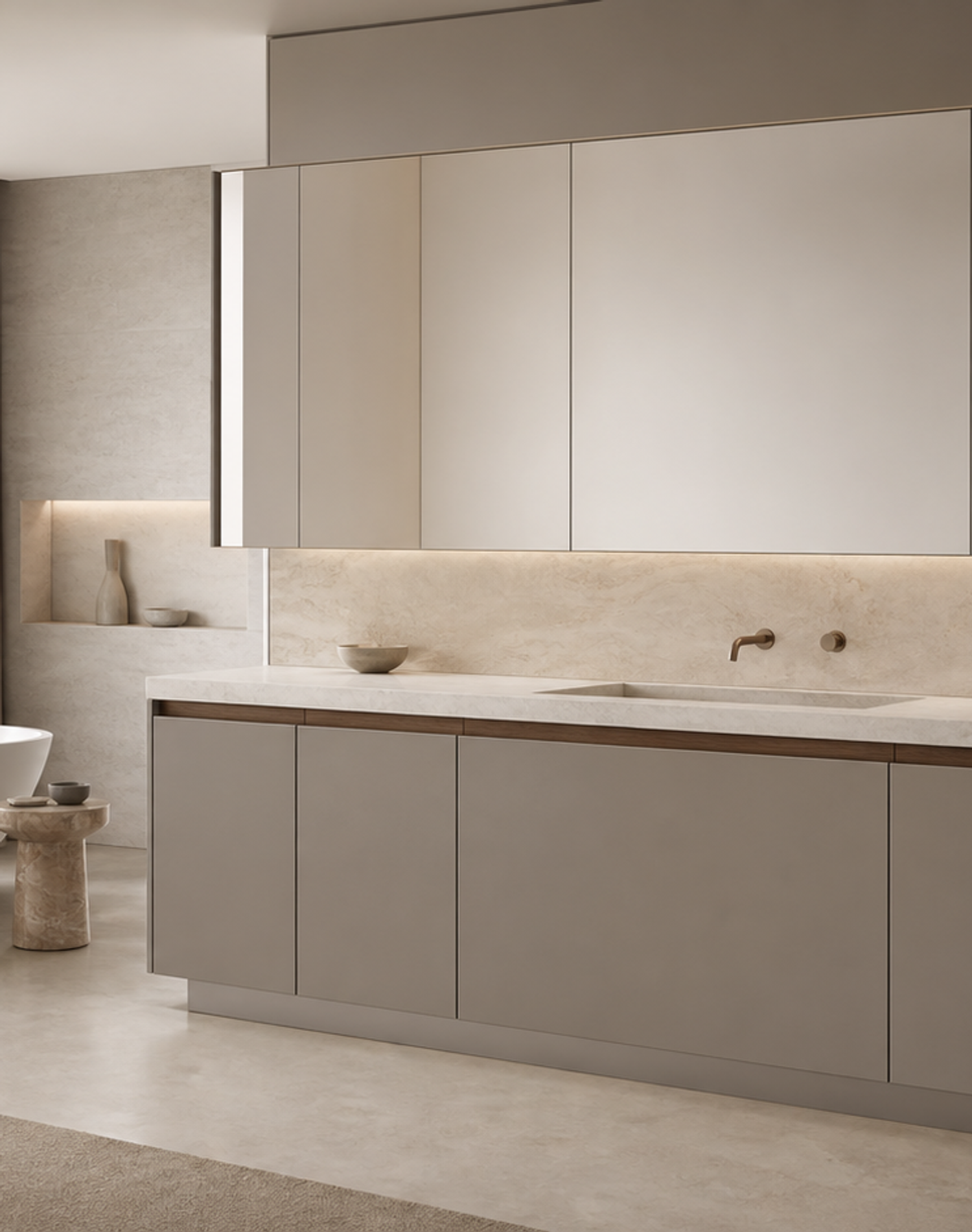 Suite de Baño y Tocador Alcove con Repisa de Lavabo Porcelain Halo estudio de adaptación