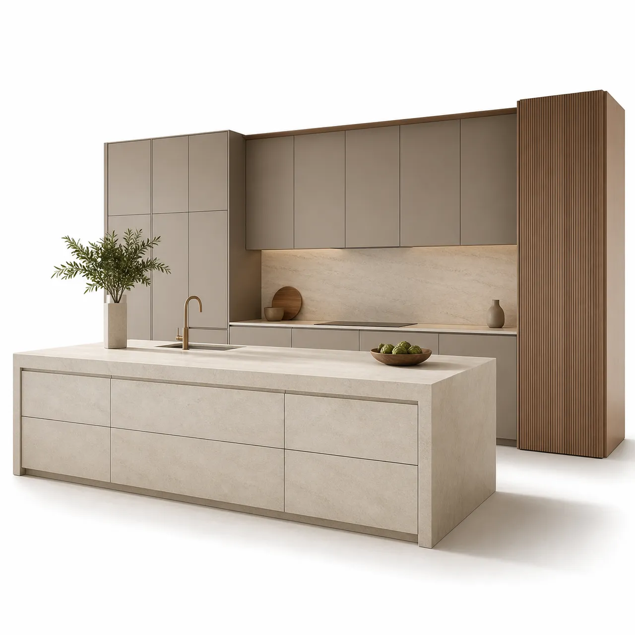 Fadior Pavilion Kitchen with Silent Service Spine — 304 stainless steel kitchen system, front view