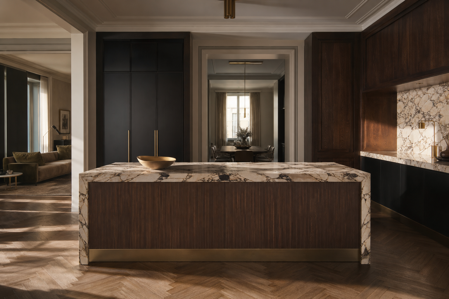 Fadior Meridian Ribbed Hosting Island — lifestyle setting with natural light and residential styling