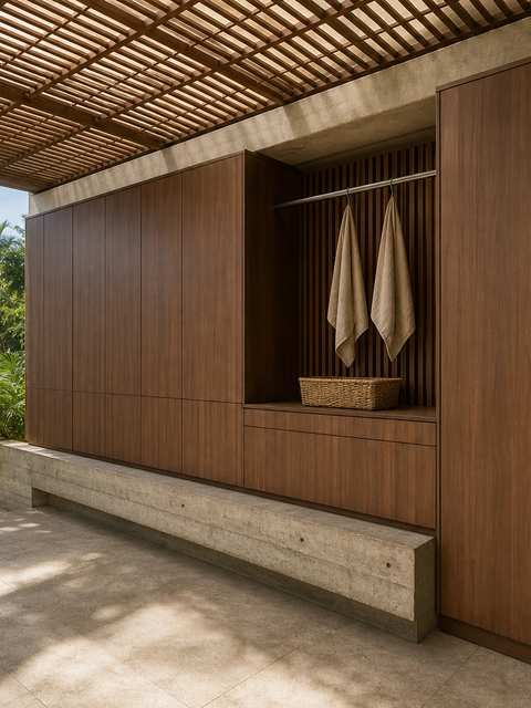 Fadior Cannes Balcony Suite with Canopy Drying Cabinet — 304 stainless steel balcony system, front view