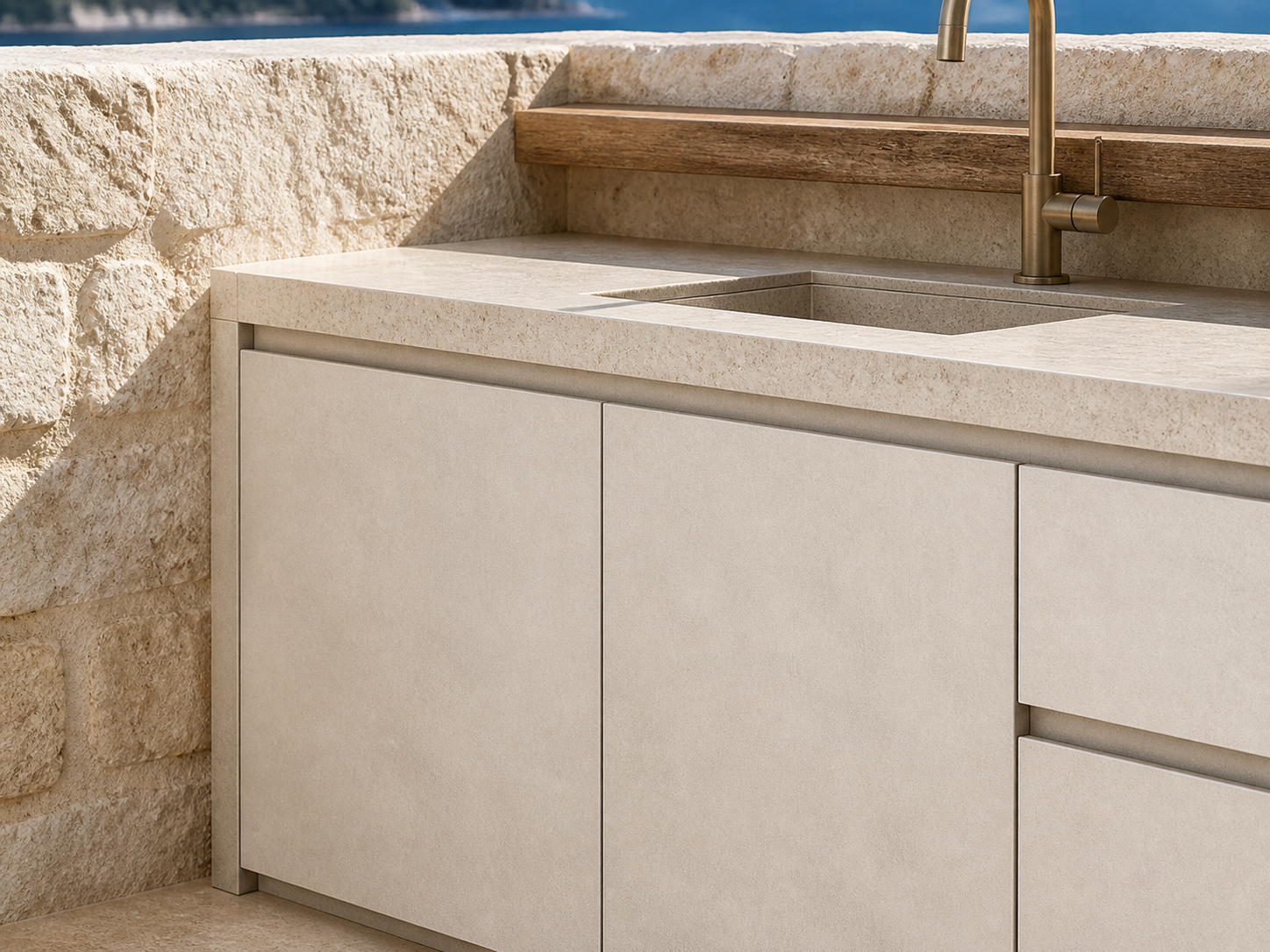 Fadior Cannes Balcony Suite with Tide Sink Landing — close-up of stainless steel finish and hardware detail