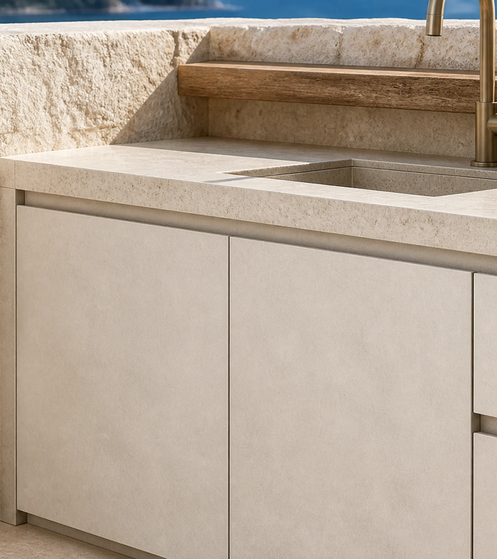 Fadior Cannes Balcony Suite with Tide Sink Landing — close-up of stainless steel finish and hardware detail