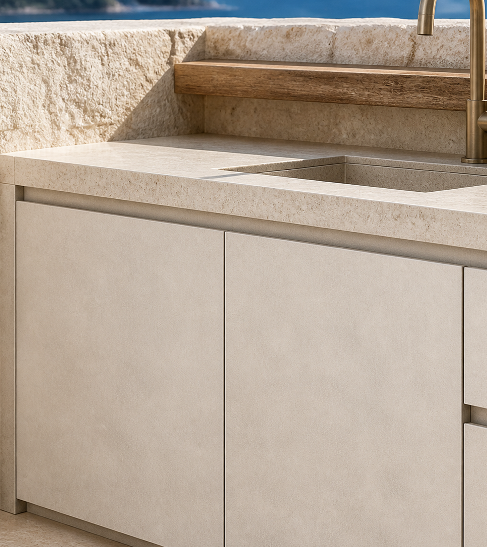 Fadior Cannes Balcony Suite with Tide Sink Landing — close-up of stainless steel finish and hardware detail