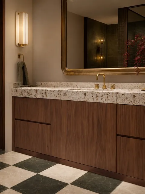 Suite de Baño y Tocador Solstice con Delantal de Lavabo de Nivel