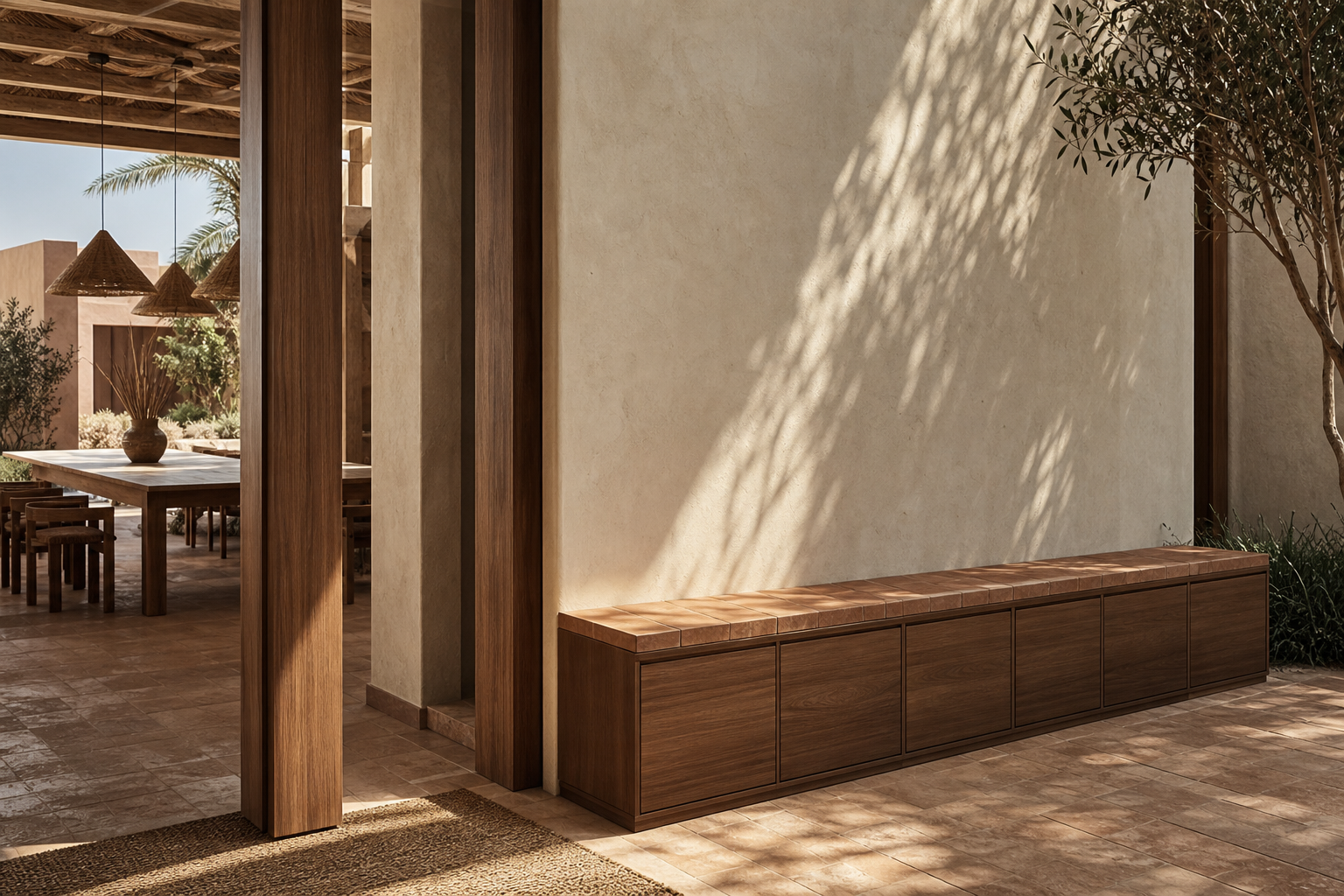 Fadior Ecliptic Entryway Suite with Cooling Reflective Arrival Wall — interior room context showing cabinet integration