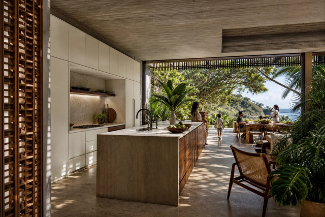 Fadior Lisbon 400 sqm Kitchen Villa — island, cabinet wall, terrace table, garden plants