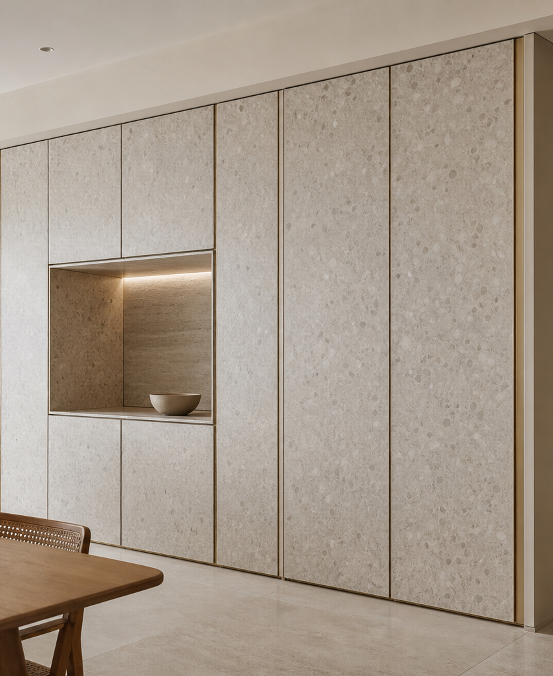 Fadior Terrazzo Wall Panel Suite with Engineered Surface Plane — 304 stainless steel wall panel system, front view