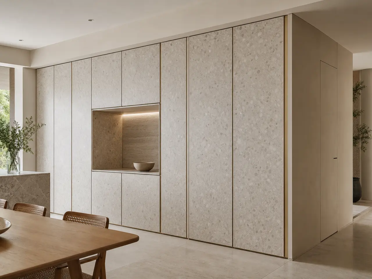 Fadior Terrazzo Wall Panel Suite with Engineered Surface Plane — 304 stainless steel wall panel system, front view