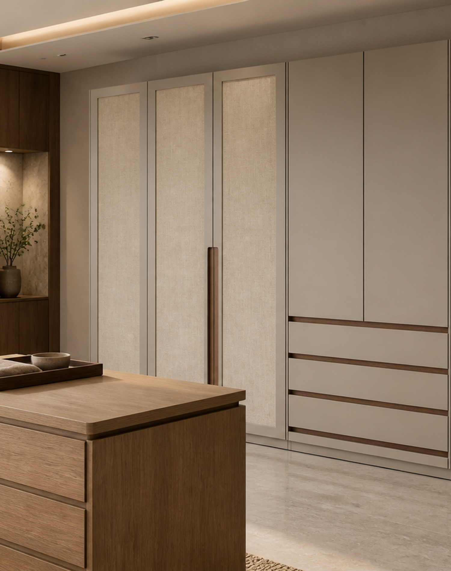Fadior Onyx Wardrobe Suite with Oak Watch Passage — lifestyle setting with natural light and residential styling