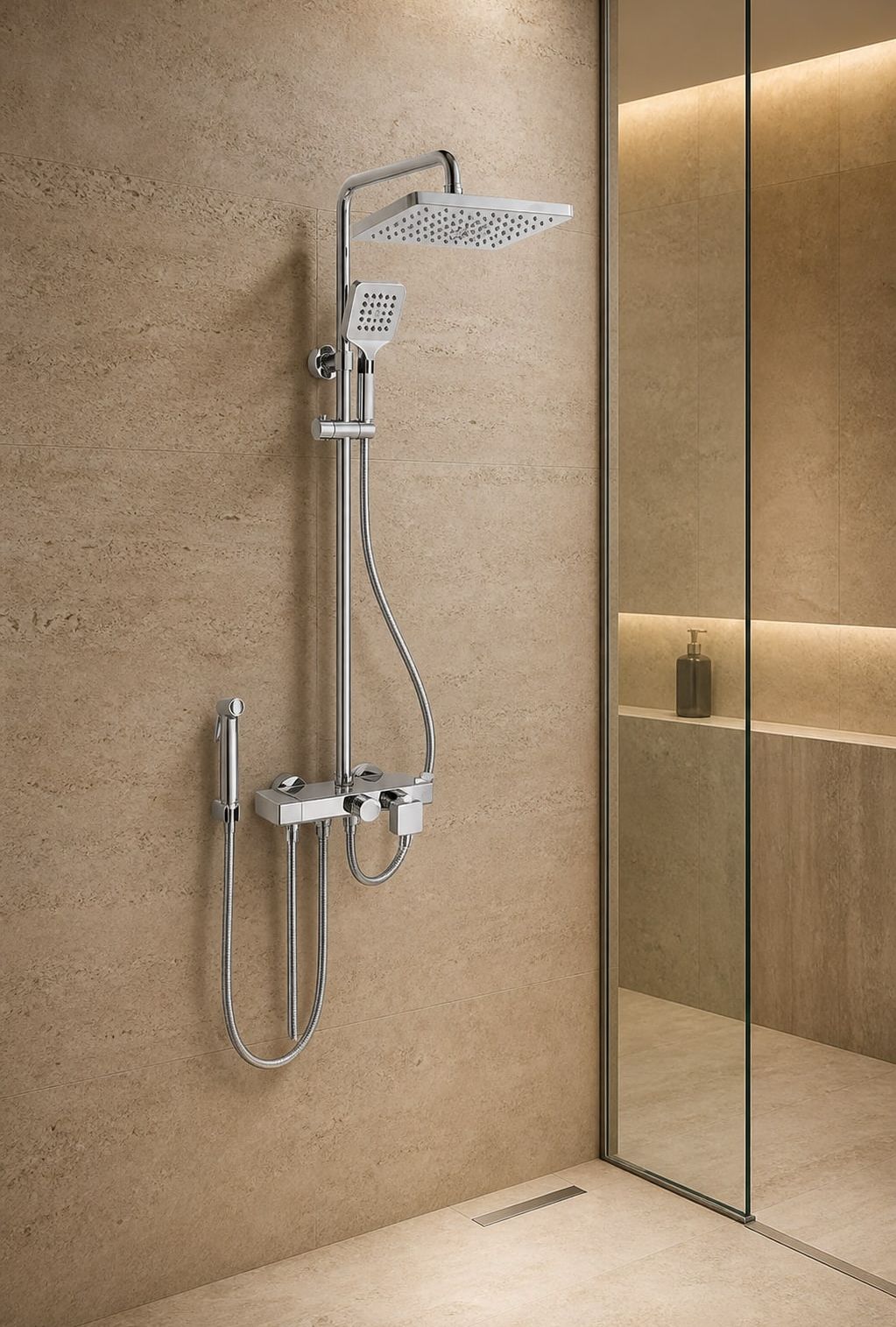 Shower Faucet System styled in a FADIOR HOME interior setting