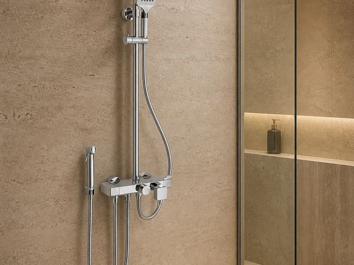 Shower Faucet System styled in a FADIOR HOME interior setting
