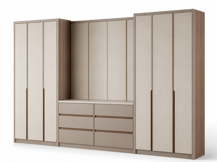 Fadior Lumiere Wardrobe Suite with Travel Packing Wall — 304 stainless steel wardrobe system, front view