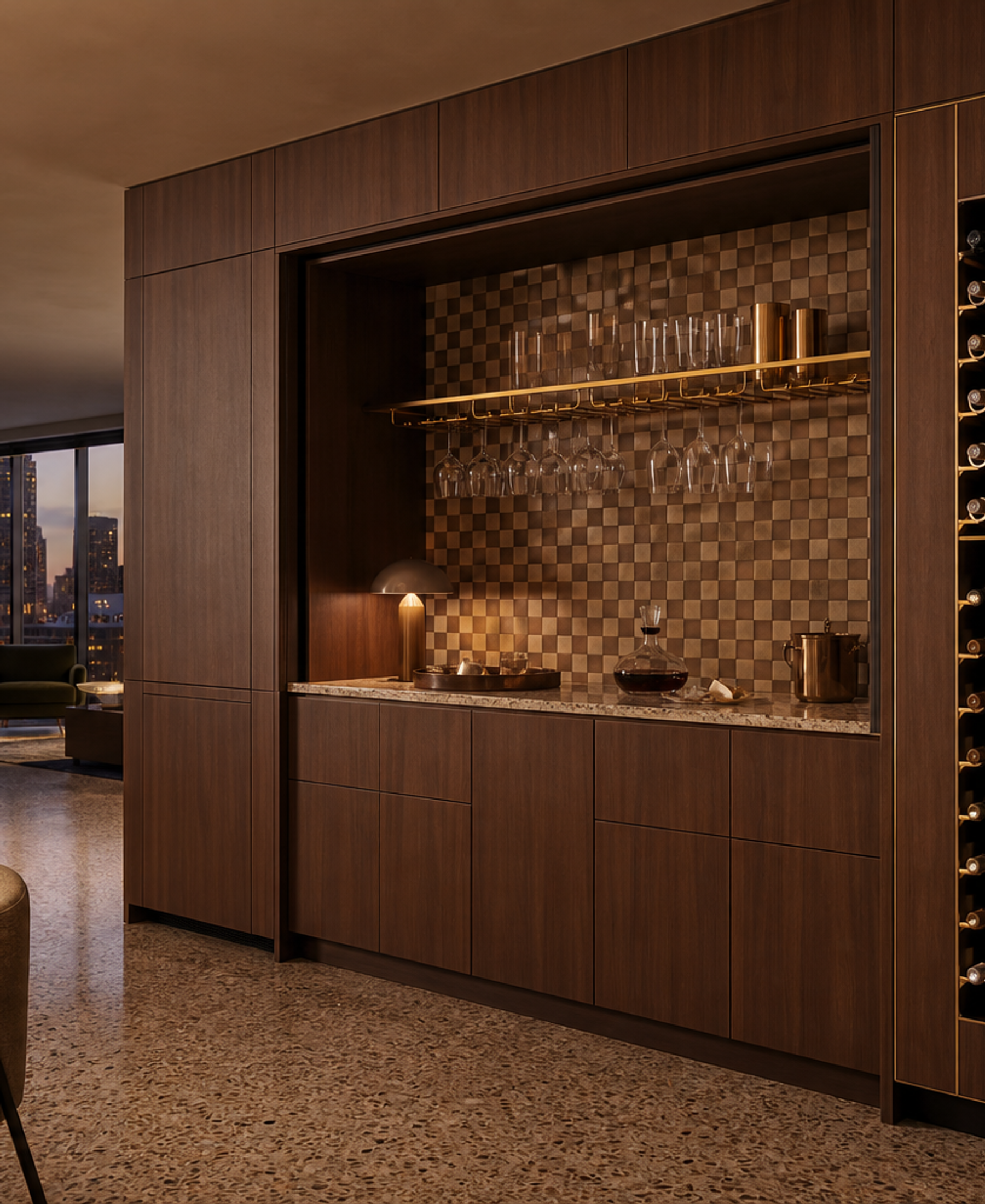 Fadior Gloria Wine Cabinet Suite with Cognac Gallery Tasting Bar — 304 stainless steel wine cabinet system, front view