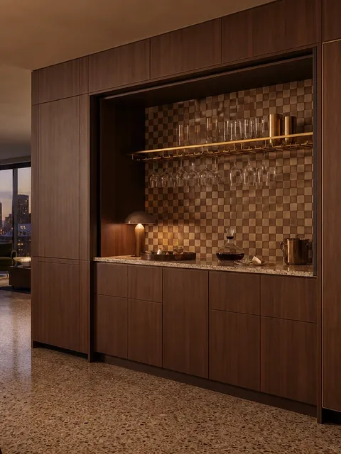 Fadior Gloria Wine Cabinet Suite with Cognac Gallery Tasting Bar — 304 stainless steel wine cabinet system, front view