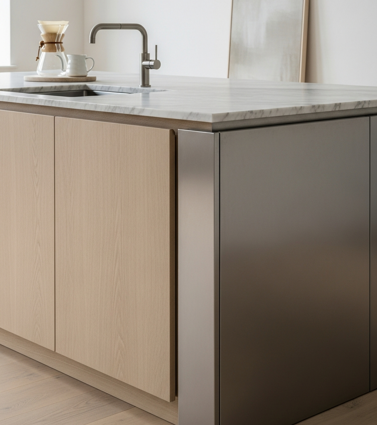 Fadior Abyss Kitchen Suite — close-up of stainless steel finish and hardware detail