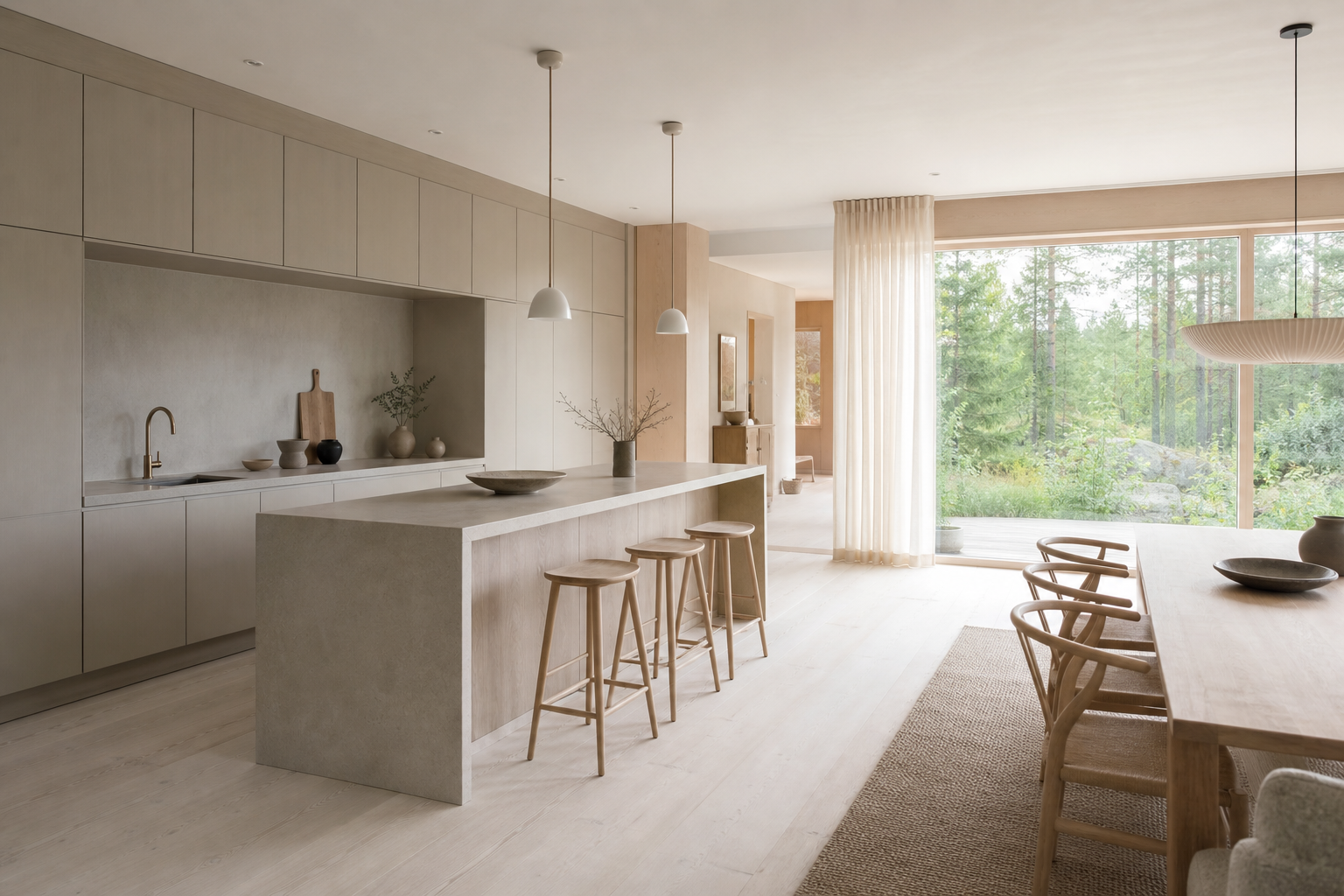 Villa de cocina y baño de Helsinki de 120 m² — proyecto Fadior con mobiliario en acero inoxidable 304