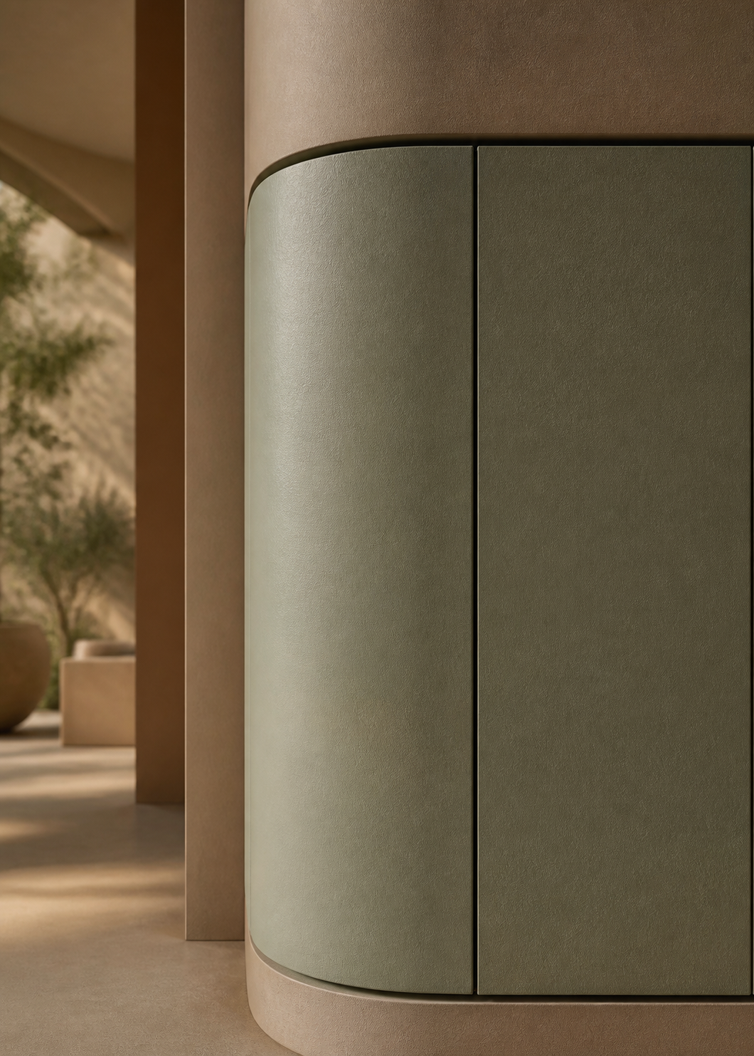 Fadior Lumiere Wardrobe Suite with Radius Niche Dressing Archive — close-up of stainless steel finish and hardware detail