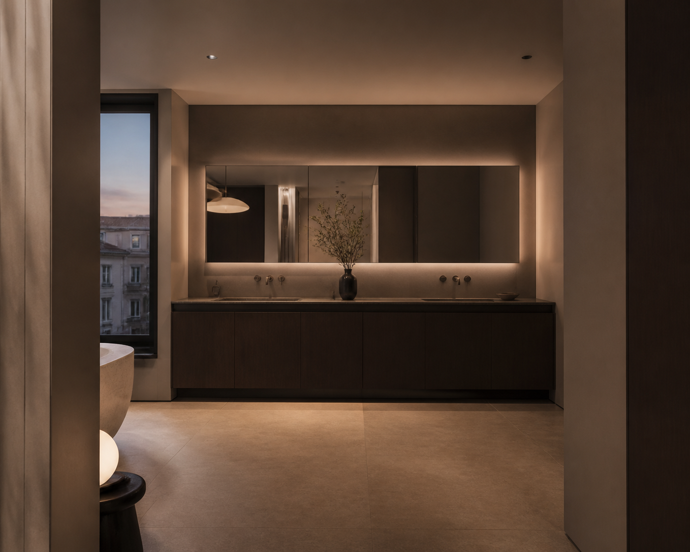 Fadior Solstice Bath and Vanity Suite with Dawnline Basin Gallery — interior room context showing cabinet integration