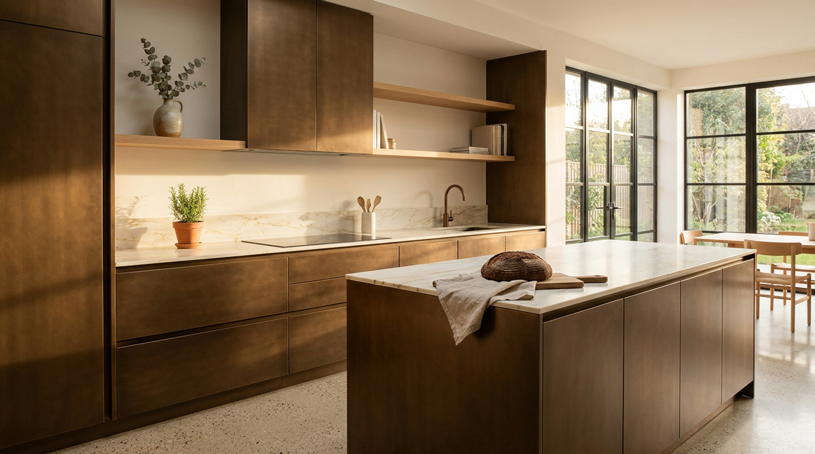 Luxury kitchen interior featuring PVD Bronze Finish — Fadior