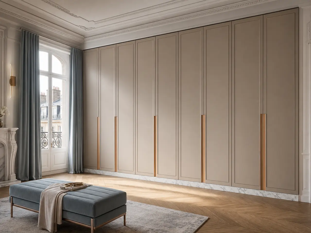 Fadior Conjunto de armario Canopy con Acoustic Packing Gallery - vestidor a medida en acero inoxidable 304 con acabados residenciales, almacenamiento y planificación por estancia