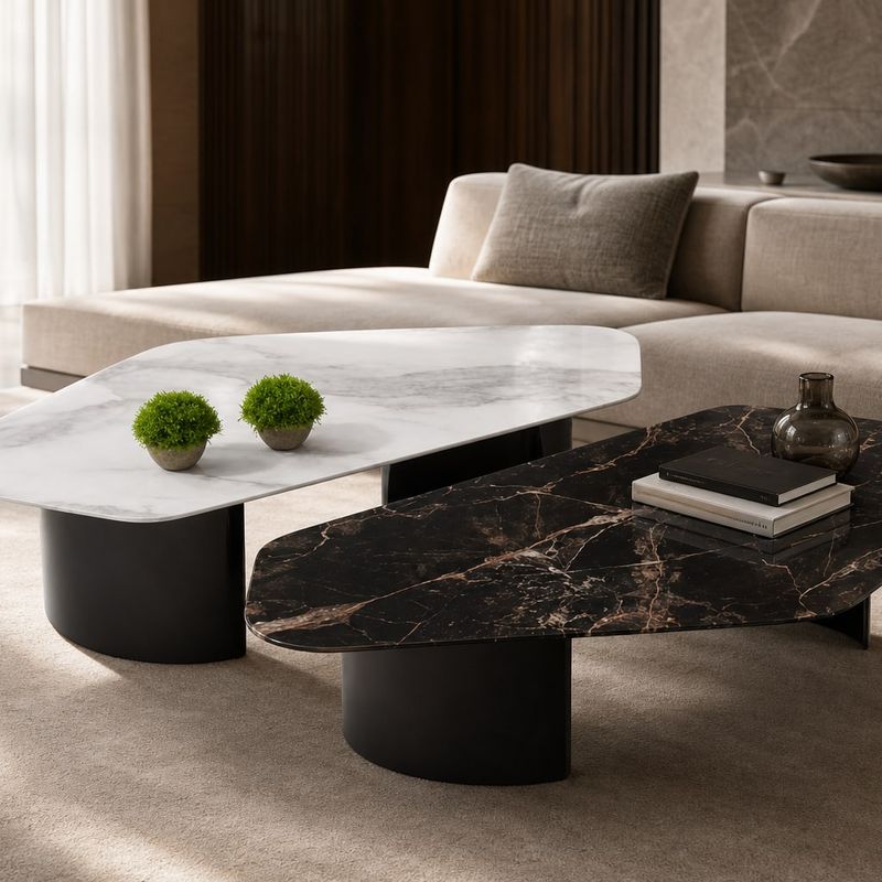 Stone-Top Coffee Table (Marble) styled in a FADIOR HOME interior setting
