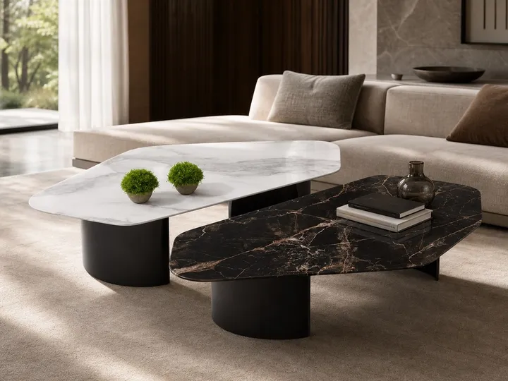 Mesa de centro de acero inoxidable 304 con Efecto Mármol