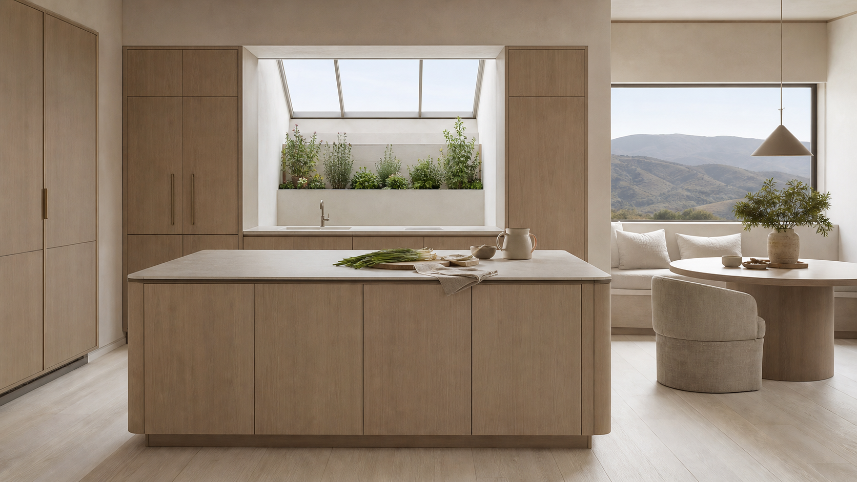 Fadior Terrena Kitchen Suite with Skylight Herb Bar — lifestyle setting with natural light and residential styling