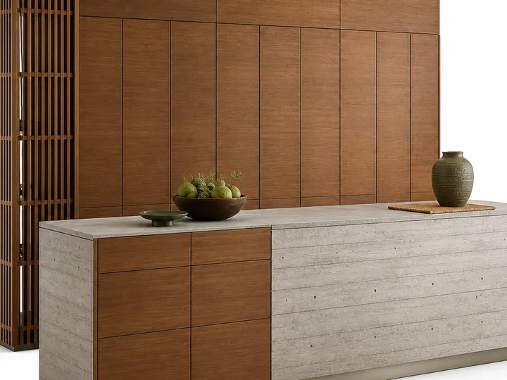 Fadior Silkstone Kitchen Suite with Courtyard Pantry Island — 304 stainless steel kitchen system, front view