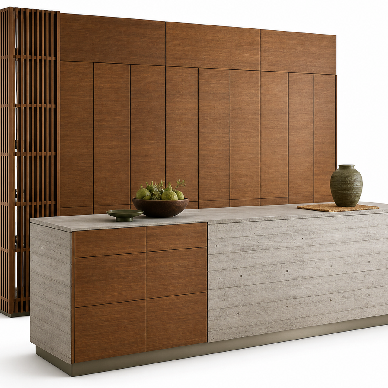 Fadior Silkstone Kitchen Suite with Courtyard Pantry Island — 304 stainless steel kitchen system, front view