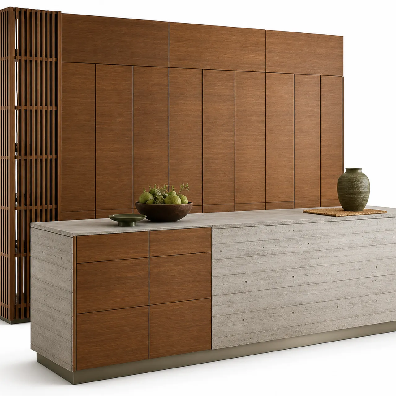 Fadior Silkstone Kitchen Suite with Courtyard Pantry Island — 304 stainless steel kitchen system, front view