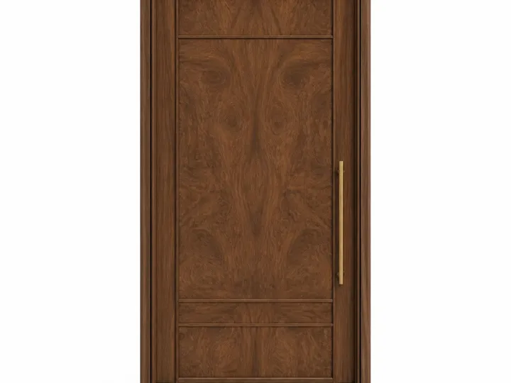 Fadior Silhouette Interior Door Suite with Walnut Edge Gallery Portal — 304 stainless steel interior door system, front view