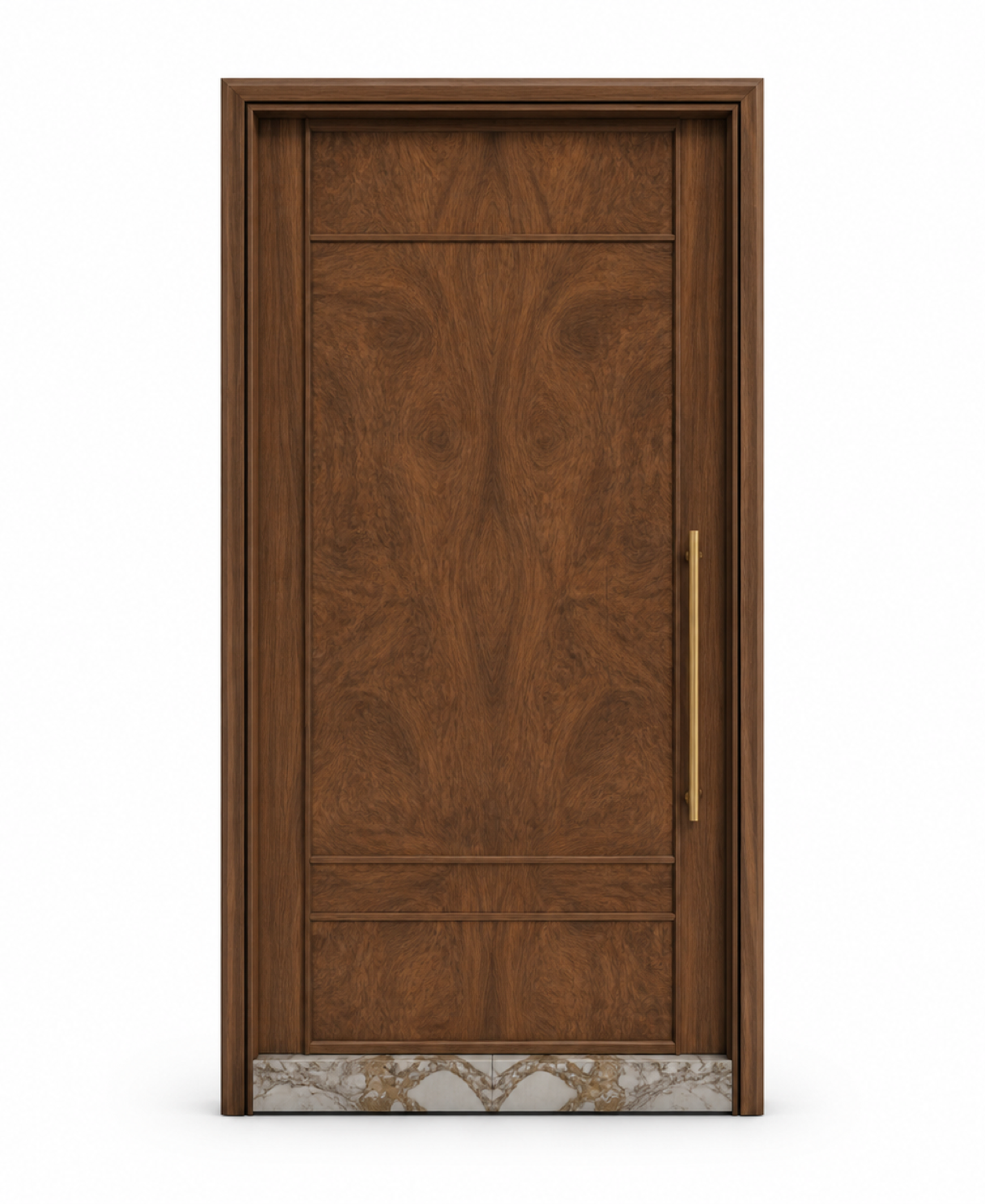 Fadior Silhouette Interior Door Suite with Walnut Edge Gallery Portal — 304 stainless steel interior door system, front view