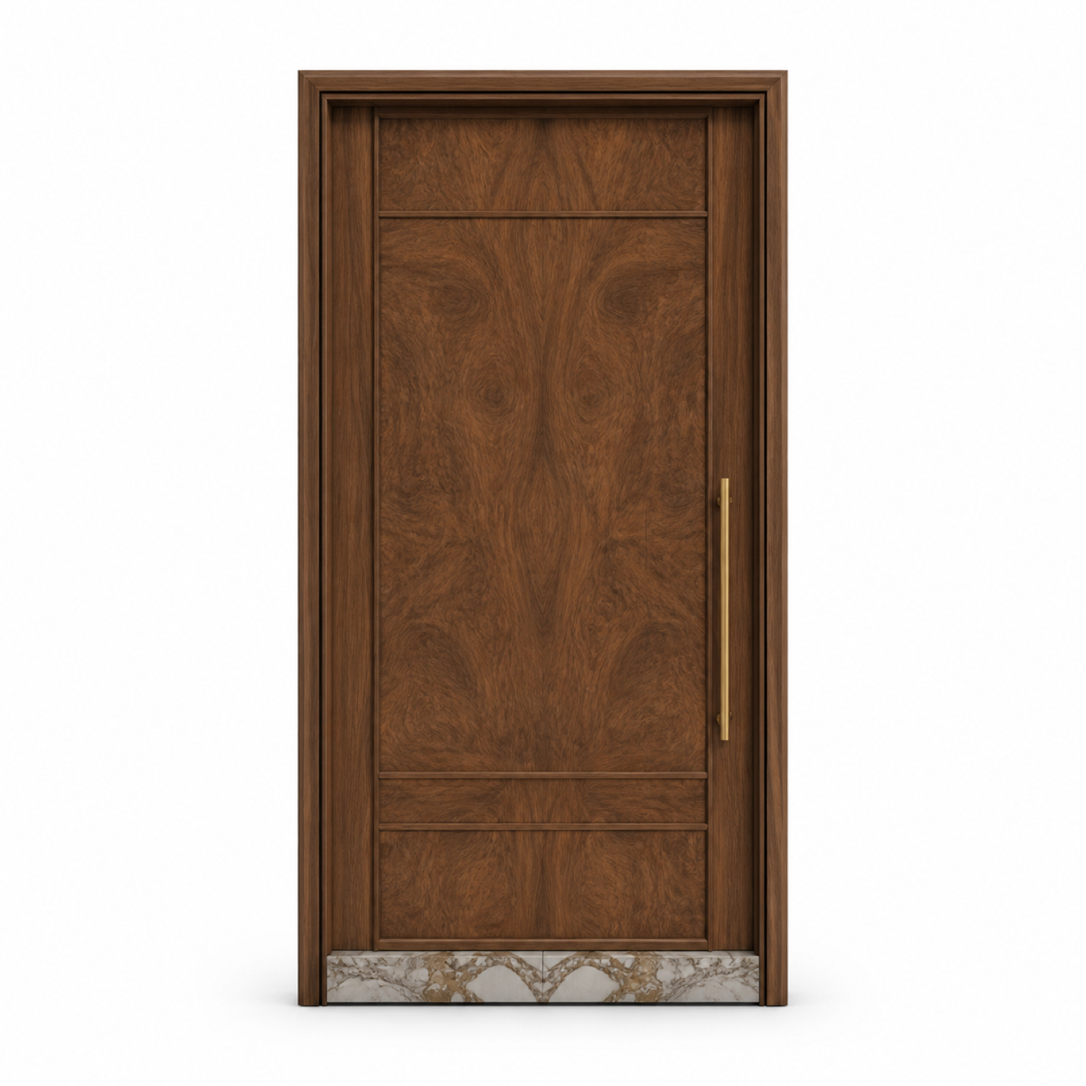 Fadior Silhouette Interior Door Suite with Walnut Edge Gallery Portal — 304 stainless steel interior door system, front view