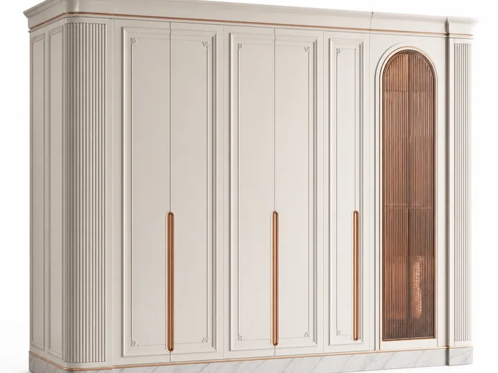 Fadior Resonance Wardrobe Suite with Pearl Flute Accessory Cloister — 304 stainless steel wardrobe system, front view