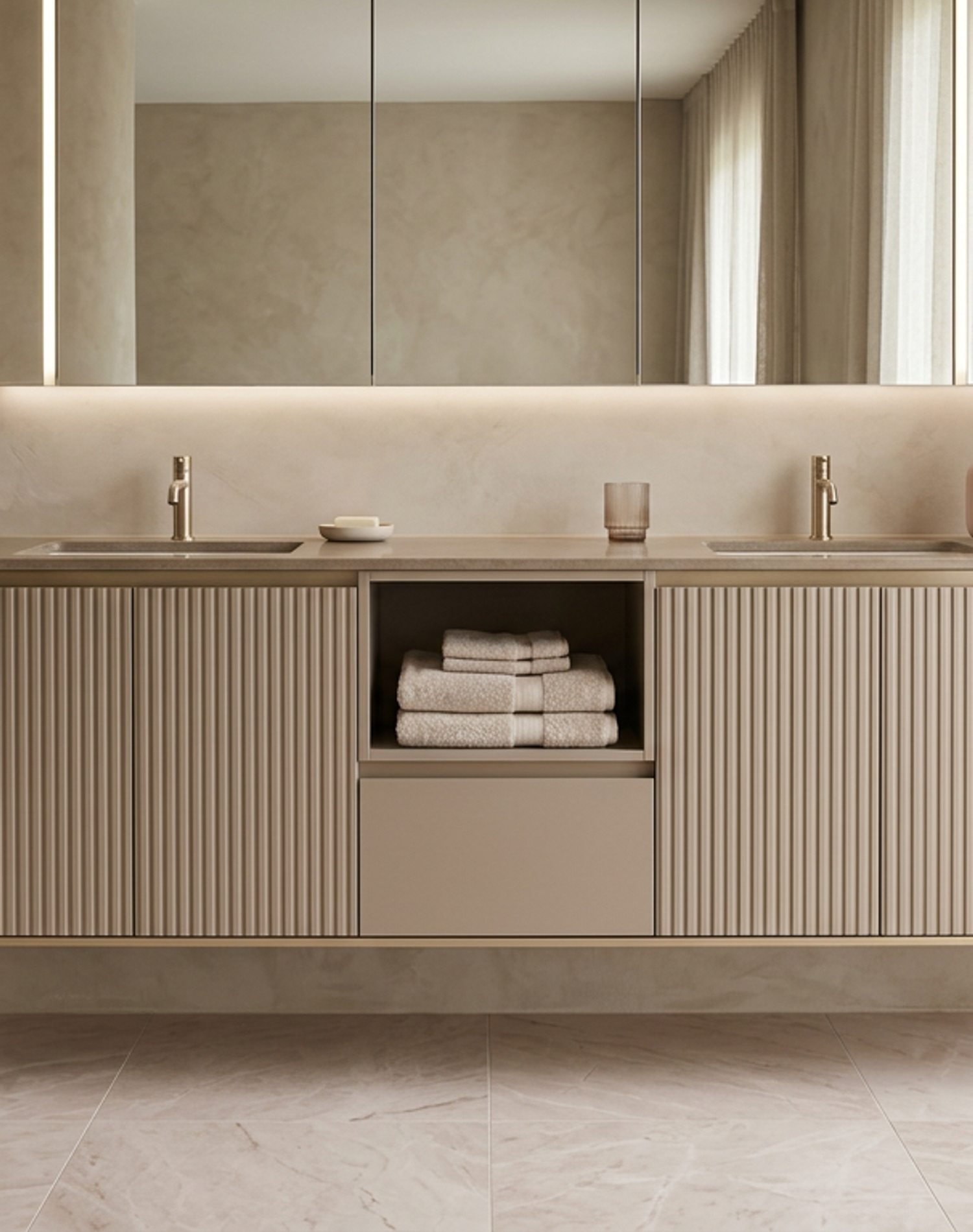 Fadior Acqua Bath and Vanity Suite — lifestyle setting with natural light and residential styling