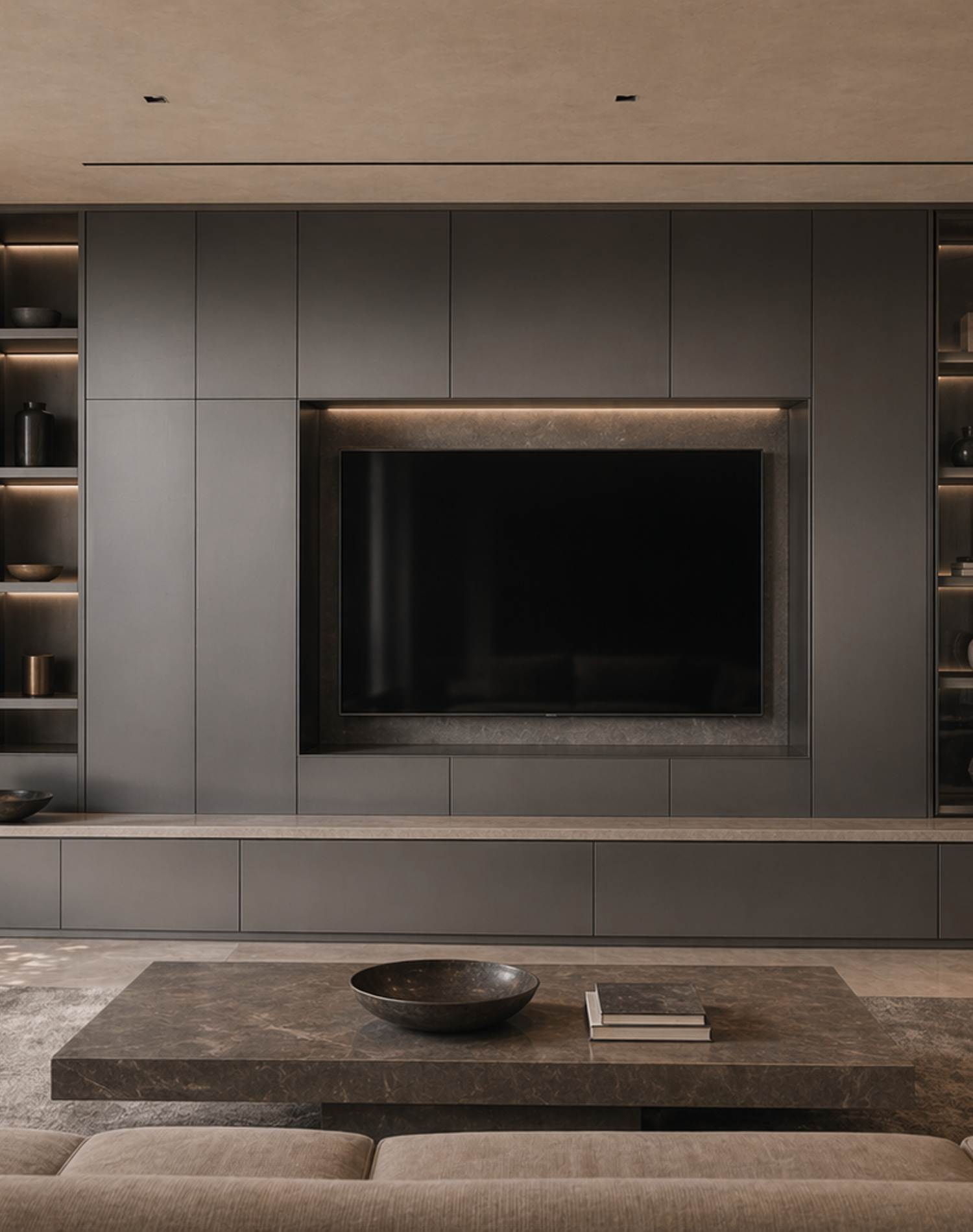 Fadior Essence Living Room Suite — interior room context showing cabinet integration
